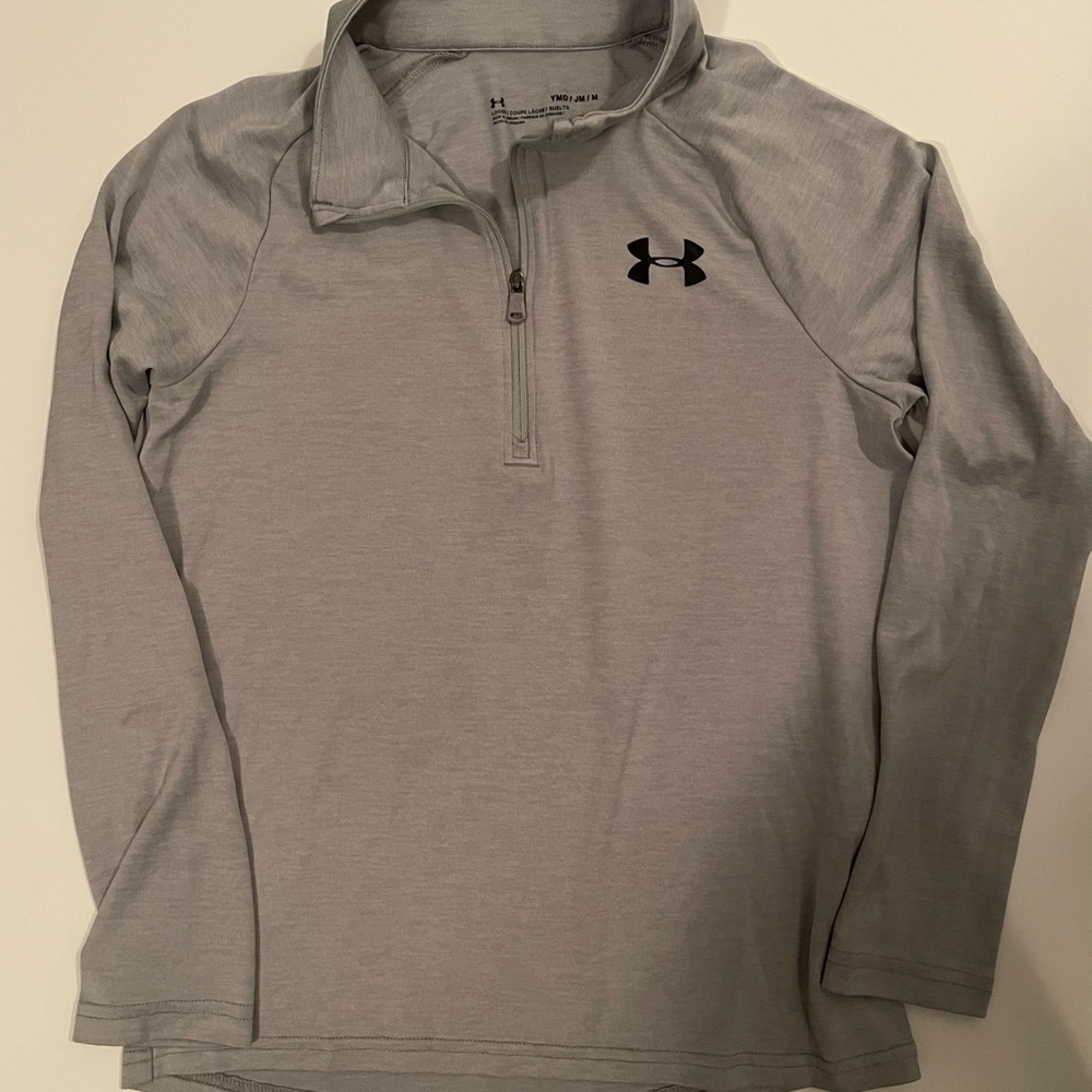 Boys Under Armour 1/4 zip pullover - Gray - size Medium - EUC